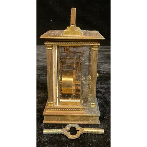 73 - A Matthew Norman lacquered brass five glass carriage clock, with key, 15cm over swing handle