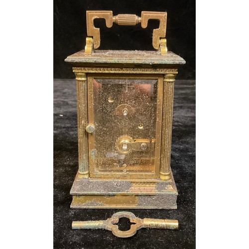 73 - A Matthew Norman lacquered brass five glass carriage clock, with key, 15cm over swing handle