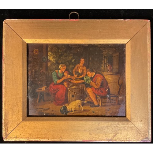 75 - Dutch School (19th Century)  
Figures Seated At A Barrel  
oil on tin, 12.5cm x 17.5cm