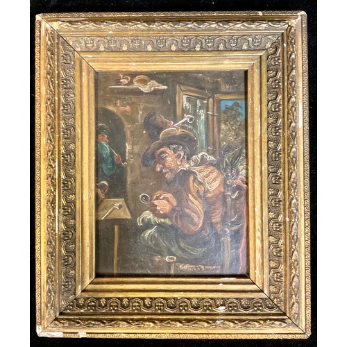 84 - Dutch School  
Interior Scene with Pipe Smokers  
oil on board, 14.5cm x 10.5cm