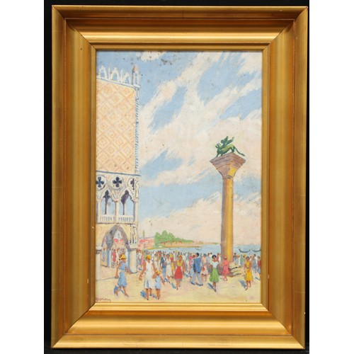 142 - Italian School (20th century)
Impressionist Scene, St Mark's Square, Venice
indistinctly signed, oil... 