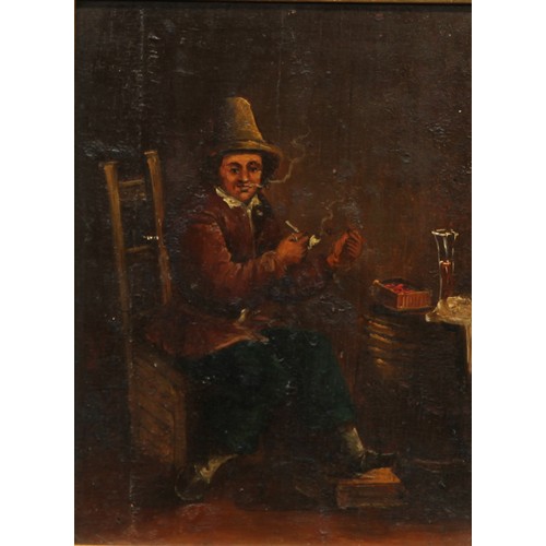 130 - Dutch School (19th century)
A Quiet Smoke
oil on board, 15.5cm x 11.5cm