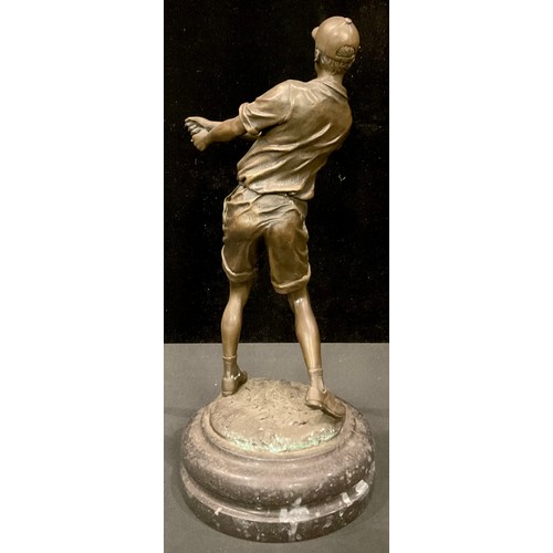 162 - A bronze figure of a golfer, after Milo, lacking club, 33.5cm high