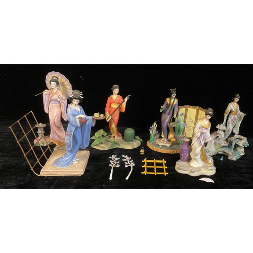 171 - A set of six Franklin Mint Geisha figures, designed by Manabu Saito, including Mariko Princess of th... 