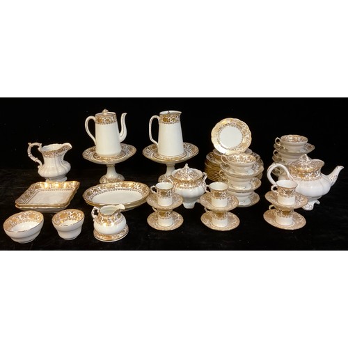 176 - An early 20th century Hammersley tea, coffee and dessert service, decorated with gilded band of scro... 