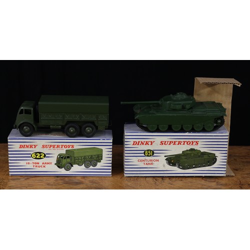 466 - Dinky Supertoys 622 10-ton army truck, military green body, military green ridged hubs, boxed and Di... 