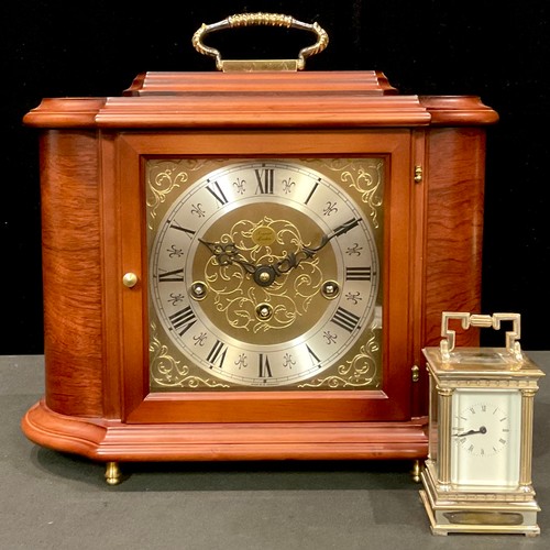 517 - A Rapport London mantel clock, Franz Hermle movement; an early 20th century plated carriage timepiec... 