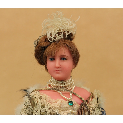2018 - A late 19th century poured wax shoulder head portrait doll of Princess Mary of Teck, attributed to P... 