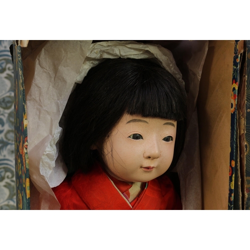 2113 - A 1930's Japanese gofun Ichimatsu traditional doll, the gofun head with inset eyes and painted featu... 