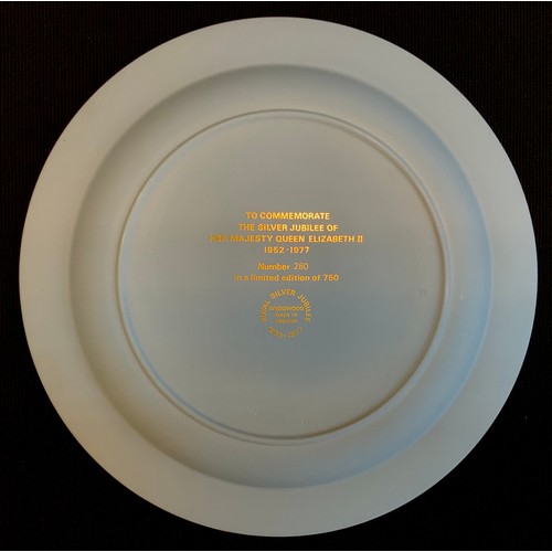 12 - A Wedgwood Tri-colour Jasperware limited edition trophy plate commemorating Queen Elizabeth II Silve... 