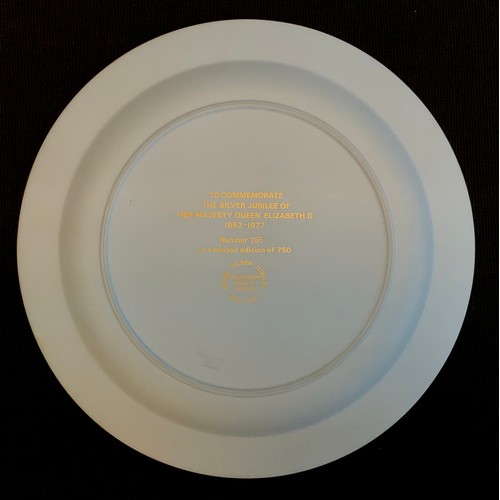 23 - A Wedgwood Tri-colour Jasperware limited edition trophy plate commemorating Queen Elizabeth II Silve... 