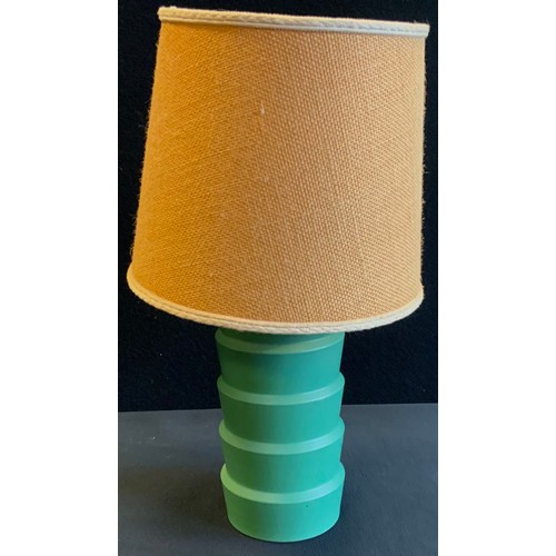 85 - A Keith Murray, for Wedgewood, Matt green Art Deco style ‘Skyscraper’ lamp base, printed, and incise... 