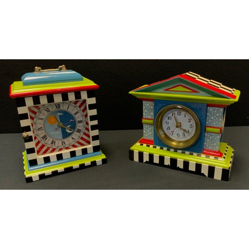 88 - Bob Harrison - a Modern Art Upcycling clocks, each in vibrant colour tones, green, red, blue, black ... 