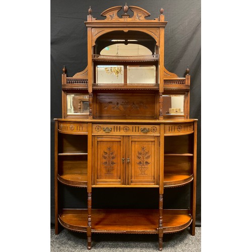 119 - An early 20th century walnut Chiffonier, 191cm high x 120.5cm wide x 33.5cm deep.