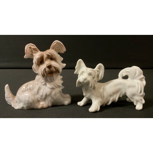 161 - An Augarten Austria model of a Syke Terrier, 6.5cm high;  another, Rosenthal (2)