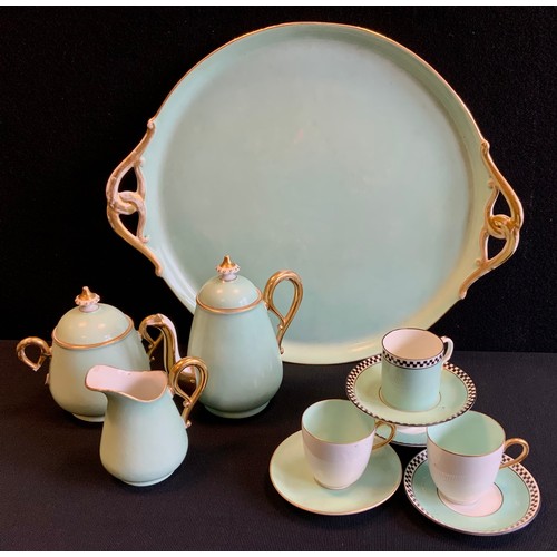 183 - A part turquoise and gilt French cabaret set etc