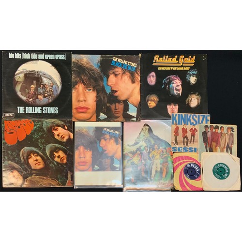 201 - Vinyl LP Records - The Rolling Stones; Rubber soul PCS 3075, Black and blue COC 59106, Rolled Gold R... 