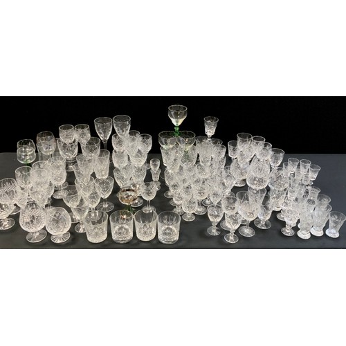 227 - Crystal and other Drinking Glasses -  sets of six different size and shaped wine glasses, others fou... 