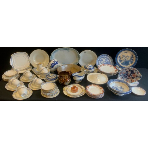 240 - Ceramics - tableware, Royal Albert floral decorated part tea set;  Booths real old willow,  Losolwar... 