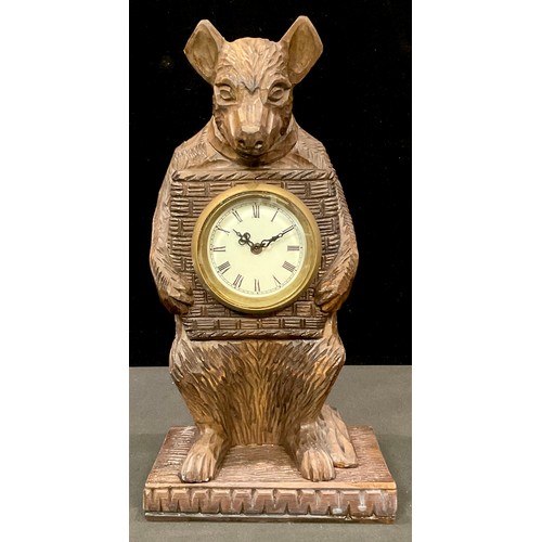 774 - Novelty black forest type timepiece carved as a bear, mechanical movement, 30cm high