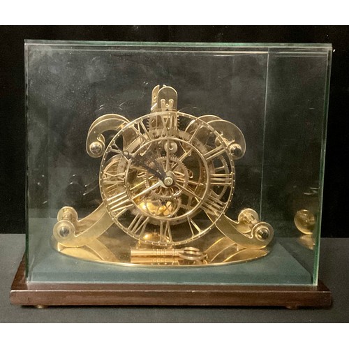 782 - A replica Strutt's type Epicyclic skeleton clock, cased, late 20th century