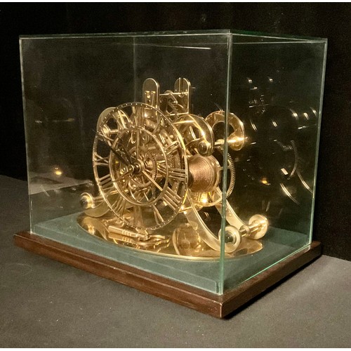 782 - A replica Strutt's type Epicyclic skeleton clock, cased, late 20th century