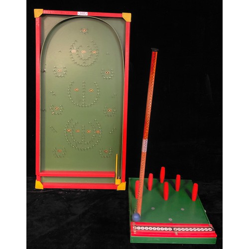 457 - A Kay of London bagatelle game; a table top skittles game (2)