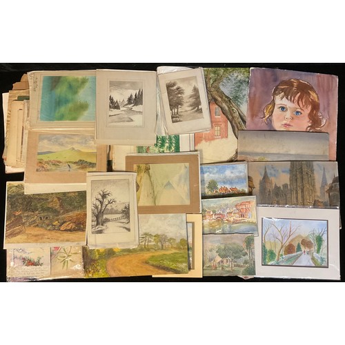 941 - Pictures and Prints - two portfolios of 19th and 20th century watercolours, various subjects, qty