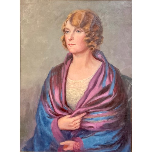 129 - English School (20th century), Portrait of a Lady, oil on canvas, 74cm x 54cm