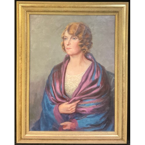 129 - English School (20th century), Portrait of a Lady, oil on canvas, 74cm x 54cm