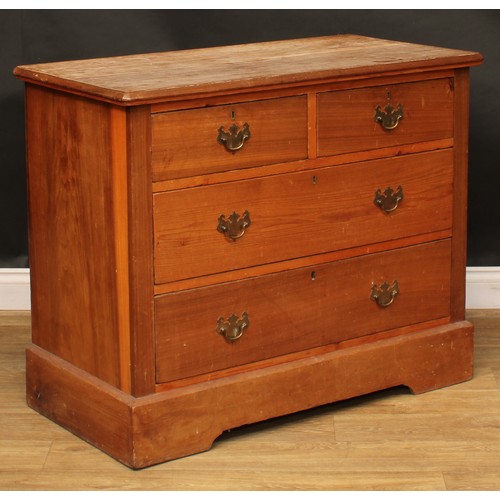 104 - An early 20th century pine chest, of two short and two long drawers, 82cm high, 102cm wide, 52cm dee... 