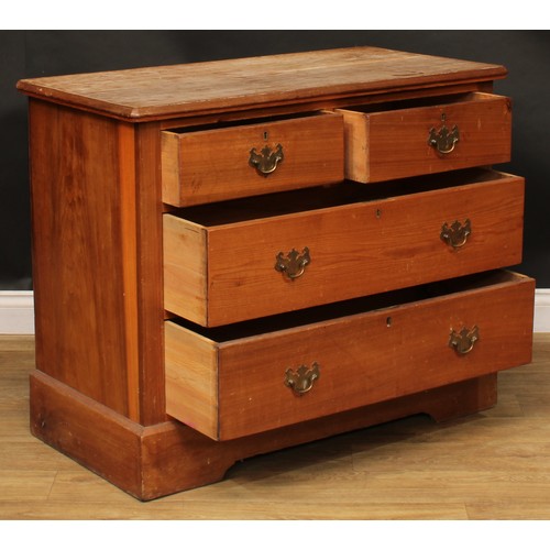 104 - An early 20th century pine chest, of two short and two long drawers, 82cm high, 102cm wide, 52cm dee... 