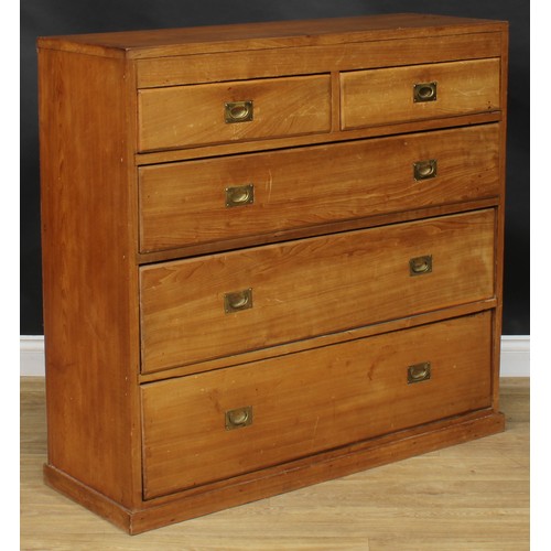 106 - An early 20th century pine chest, of two short and three long graduated drawers, 106.5cm high, 113.5... 