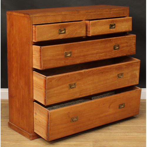 106 - An early 20th century pine chest, of two short and three long graduated drawers, 106.5cm high, 113.5... 