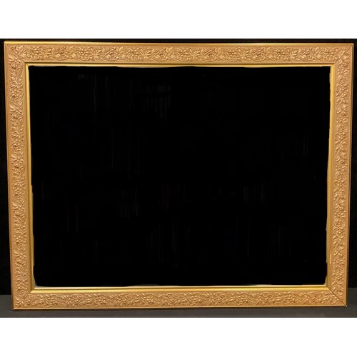 1441 - A giltwood rectangular looking glass, the frame with borders of Greek Key, stylised anthemions and t... 