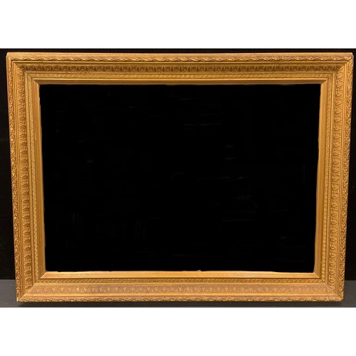 1441 - A giltwood rectangular looking glass, the frame with borders of Greek Key, stylised anthemions and t... 