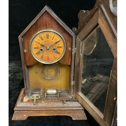 1458 - A 19th century 'gingerbread' mantel clock, c.1870