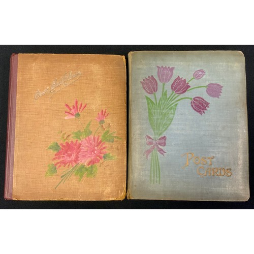 364 - An early 20th century postcard album, various subject matters including Topographical, Greetings car... 