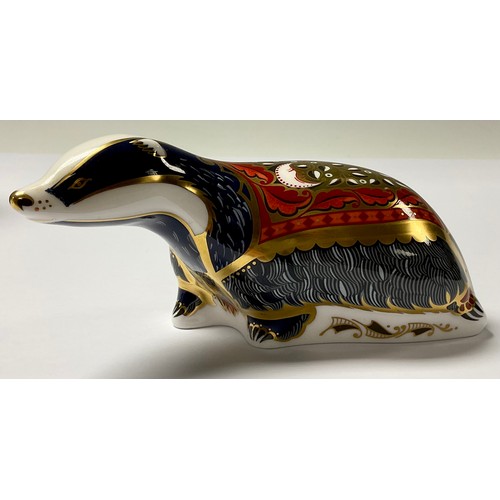 26 - A Royal Crown Derby paperweight, Moonlight Badger, Collector's Guild exclusive, 21st anniversary gol... 