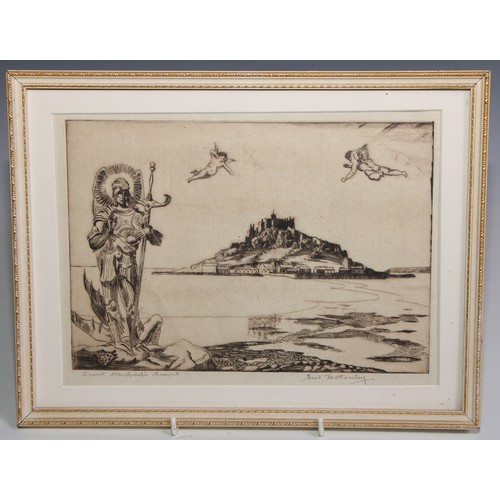 56 - Fred Bottomley (1883 - 1960), by and after, Saint Michael's Mount, engraving, signed and titled in p... 