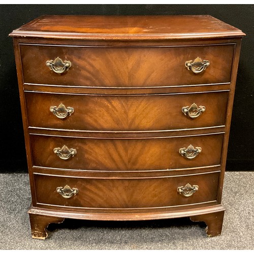 59 - A George III style mahogany bow-front chest of drawers, by Burton Reproductions Ltd., four long cock... 