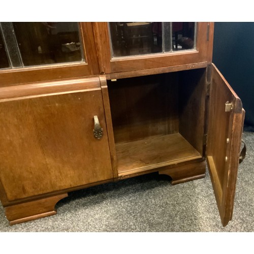 260 - An Art Deco oak lead glazed bookcase, c.1940