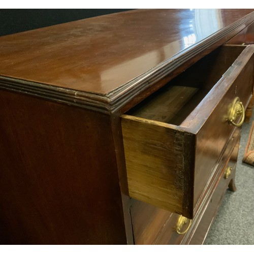 281 - A 19th century mahogany chest of two short over three long drawers, brass oval handles, slayed feet,... 