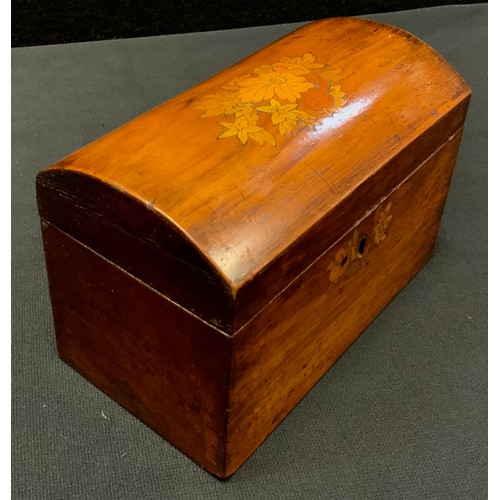 355 - A Victorian walnut and marquetry tea caddy, hinged cover enclosing a pair of lidded compartments, c.... 