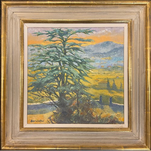 26 - Alan Cotton (bn. 1938), ‘Provence, from the church at Bonnieux’, signed, oil on canvas, 35.5cm x 35.... 