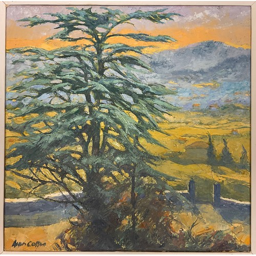 26 - Alan Cotton (bn. 1938), ‘Provence, from the church at Bonnieux’, signed, oil on canvas, 35.5cm x 35.... 