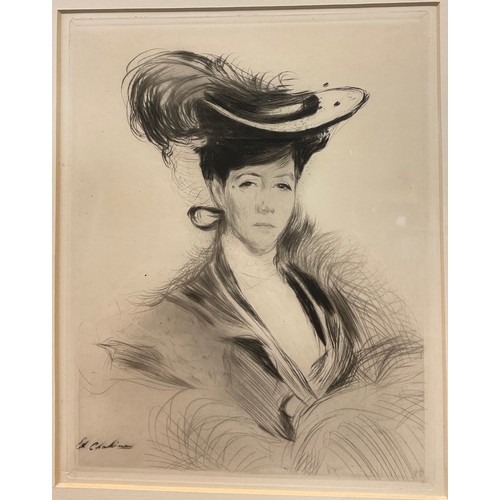 46 - Chahine, Edgar (1874-1947), Mademoiselle Noyes, 2nd State, drypoint etching, signed in the print, to... 