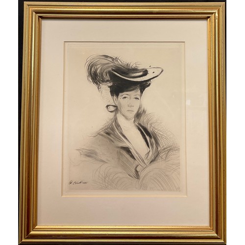 46 - Chahine, Edgar (1874-1947), Mademoiselle Noyes, 2nd State, drypoint etching, signed in the print, to... 