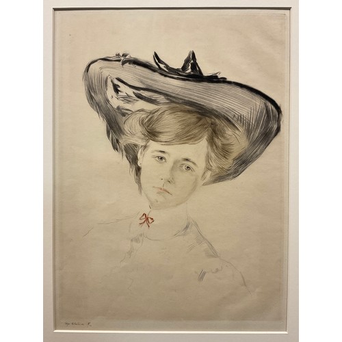 84 - Chahine, Edgar (1874-1947), Chapeau Capeline, The Sun Hat, drypoint etching, limited edition 1/20, s... 