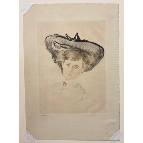 84 - Chahine, Edgar (1874-1947), Chapeau Capeline, The Sun Hat, drypoint etching, limited edition 1/20, s... 